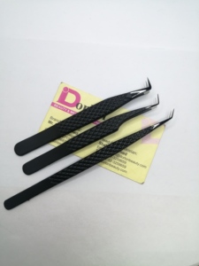 Matte màu đen với Đen Plasma lời khuyên nhíp lông mi nhíp thép không gỉ Lash Tweezer chất lượng bền sợi tip lông mi Lash nhíp - Product Image 5