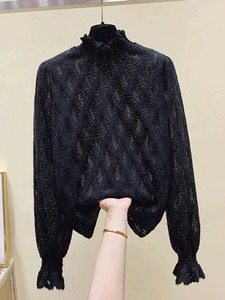 2025 Autumn Winter Women's T-shirts <b>Lace</b> Chic O-Neck Long <b>Sleeve</b> Casual Loose Female Basic - Product Image 6