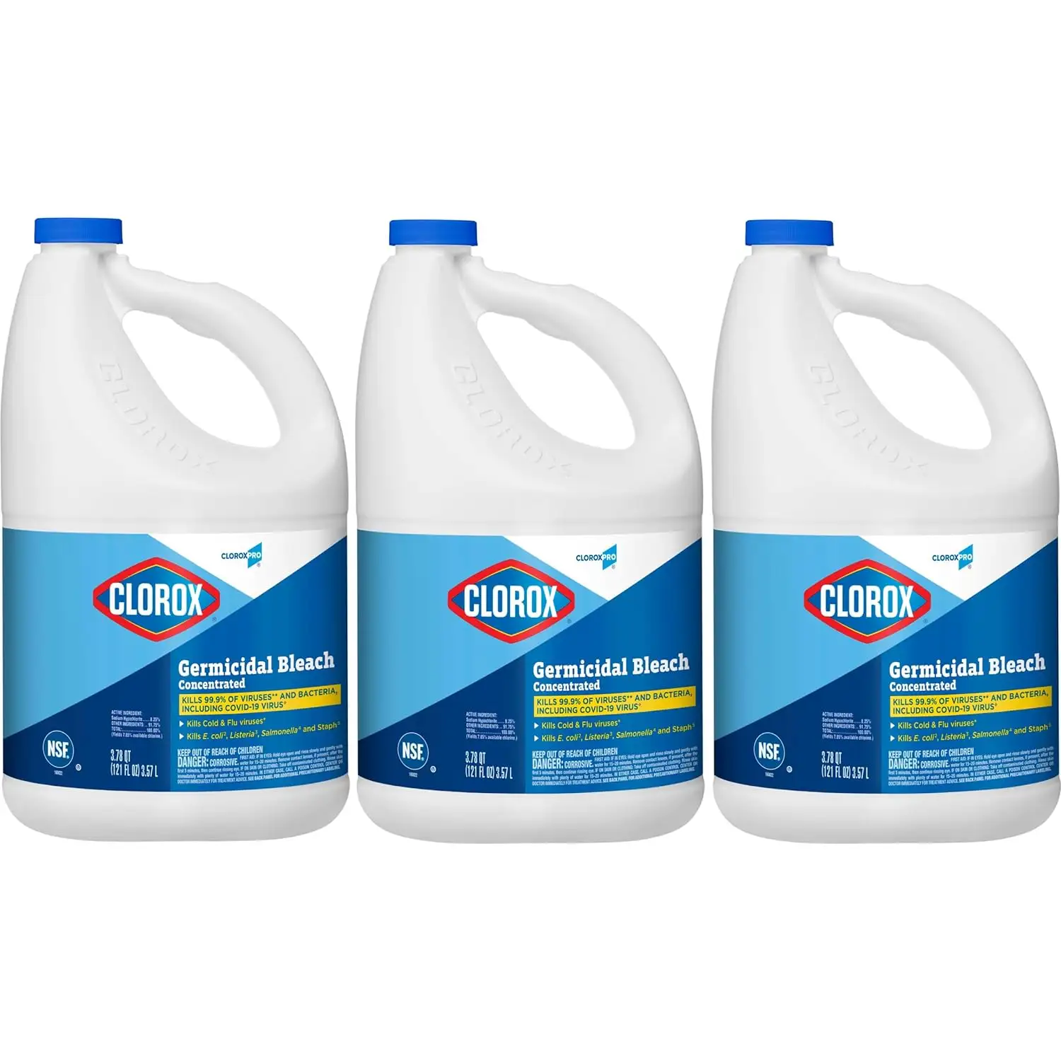 CloroxPro candeggina germicida, candeggina liquida concentrata, pulizia sanitaria e pulizia industriale, 121oz (confezione da 3) - 30966