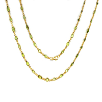 Vêtements de mariage de tous les jours 925 collier de chaîne à maillons en argent sterling à la mode péridot pierres précieuses plaqué or Style classique pour dames