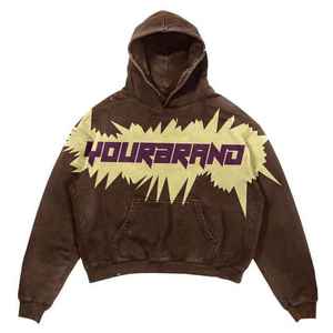 OEM Sun Faded Hoodie Sérigraphie Plaine Vierge Pull Sweatshirts Surdimensionné Détresse Vintage Acid Wash Hoodie - Product Image 6