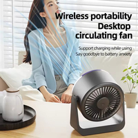 Mini ventilateur électrique en plastique, écran tactile, alimentation USB/batterie, 5 vitesses, portable, bureau, dortoir, mural, domestique, 2000mAh