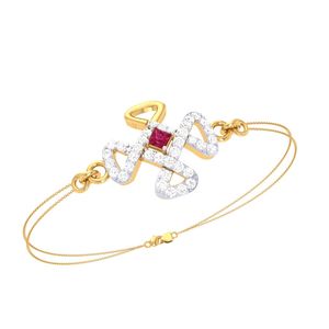 Ishi Diamonds Captivating Gold and Lab Grown Diamond <b>Bracelet</b> with <b>Ruby</b> Centerpiece - Product Image 1