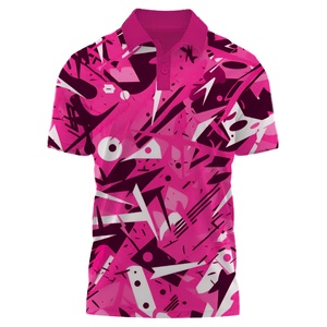 Chemises de golf de luxe pour hommes en gros – Tissu sergé 100 % polyester respirant à manches courtes avec motifs imprimés et boutons décontractés - Product Image 3