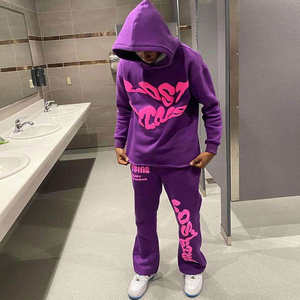 Survêtements d'usine brodés Oem pour hommes 2 pièces Logo personnalisé grande taille Ensembles de sport pour hommes en polyester coton boxy uni surdimensionnés - Product Image 6