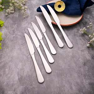 ShinyChic Set of 6 Stainless Steel <b>Knives</b> Silver Mirror Polish Minimalist Design Modern Premium <b>Knife</b> Pair - Product Image 5