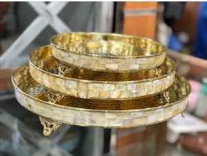 ชุดถาดเสิร์ฟทอง3ชุดขนาดกำหนดเองได้สำหรับบ้านโรงแรมร้านอาหารทันสมัยอุปกรณ์สำหรับอาหารรูปทรงทันสมัย - Product Image 2