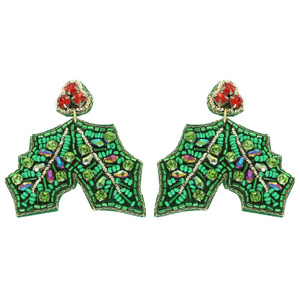 Boucles d'oreilles vintage pour femmes, style festival traditionnel, broderie perlée détaillée, en acier inoxydable 100%, artistiques - Product Image 3