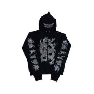 Streetwear de haute qualité Sweat à capuche avec fermeture éclair complète en strass Logo personnalisé Sweat à capuche épais pour hommes - Product Image 6