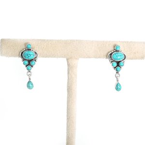 Boucles d'oreilles en pierres précieuses turquoise faites à la main en argent sterling 925k bijoux à la mode vert goujons cadeau - Product Image 4