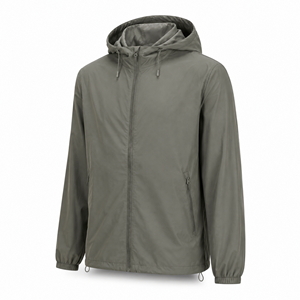Veste coupe-vent à capuche pour homme personnalisée, légère, en polyester, résistante à l'eau, décontractée, entièrement zippée, fournisseur en gros OEM ODM UE - Product Image 3