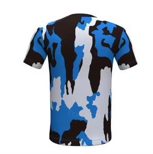 T-shirt camouflage à col en V pour homme, manches courtes, séchage rapide, polyester, décontracté, coupe classique, impression par sublimation, vente en gros - Product Image 3