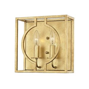 Lampe murale carrée contemporaine en fer et laiton antique, modèle METAL WAVE, facile à installer et à entretenir pour l'éclairage de chevet - Product Image 1