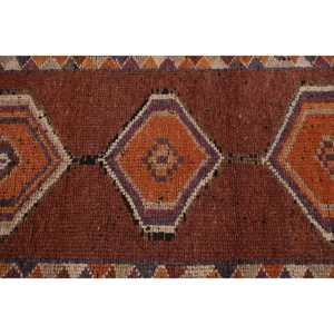 พรมตุรกีวินเทจขนาด 3x11.5 ฟุต, พรมปูพื้น, พรมขนสัตว์สีน้ำตาลเฮอร์กี - Product Image 5