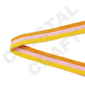 Yallow y naranja Correas de bolsa de cuentas de semillas de oro blanco personalizadas 'Hook Em Horns' Accesorio de moda Correa de monedero con cuentas - Product Image 1