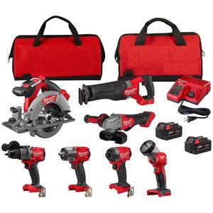 Kit combiné sans fil 18V Lithium-Ion sans balais, neuf, 7 outils, deux batteries 5.0Ah, un chargeur, 2 sacs à outils, prêt à être expédié - Product Image 2