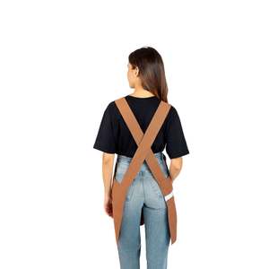 Delantal de pechera Odaiba 100% algodón marrón, resistente, para jardín, barbería, carnicería, herramientas, cintura, opciones de material de cuero genuino, PU y denim. - Product Image 2