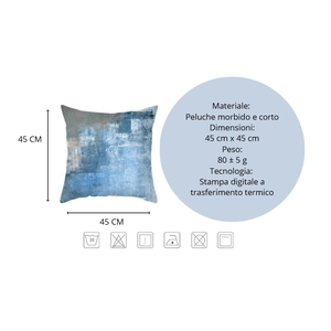 Lot de 4 housses de coussin effet velours doux 45x45 cm bleu gris style abstrait moderne taies d'oreiller décoratives - Product Image 2