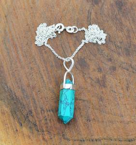 Collier pendentif en turquoise, argent sterling 925, bijoux faits à la main, pierre précieuse naturelle, collier en argent, cadeau - Product Image 2