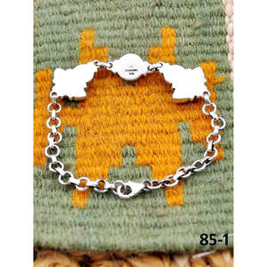 Southwest Style Emerald Valley & White Water <b>Bracelet</b> Handmade with Turquoise and Sterling <b>Silver</b> Flower Pattern - Product Image 4