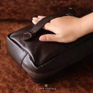 Elégant sac pochette en cuir véritable cuir de vachette souple qualité supérieure minimaliste design simple parfait fait à la main d'Indonésie - Product Image 5