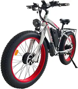 Sıcak satış elektrikli hibrid bisiklet dağ şehir yol bisiklet 48V 1000W 13Ah çift Motor 20 "yağ lastik E bisiklet 21 hız Mtb E bisiklet