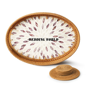 Bandeja de servicio de ratán decorativa para mesa, tamaño personalizado, plato hecho a mano, clásico, elegante, nueva llegada, venta al por mayor, bandeja de servicio de ratán - Product Image 3