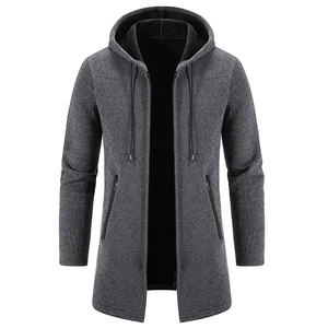 2023 Otoño Invierno suéter de lana para hombre suéter abrigo grueso Warn suéteres con capucha hombre Color sólido Chaqueta de punto informal 2023 hombres - Product Image 1