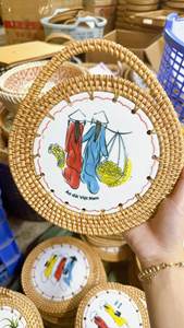 Plateau en rotin plat en bambou Usine du Vietnam Vente en gros Plateau en rotin de service naturel écologique avec poignée offre spéciale - Product Image 3