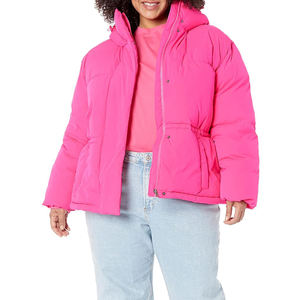 Veste matelassée à capuche pour femme, manteau d'hiver isolé, vêtement d'extérieur chaud et rembourré, élégante veste rose bonbon avec fermeture à boutons-pression - Product Image 2