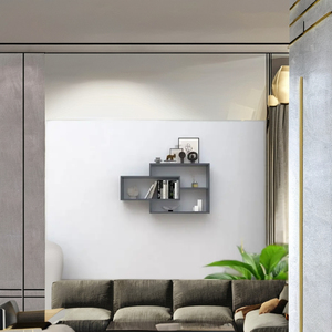 KARO Anthracite Three-layer Chipboard <b>Wall</b> <b>Mounted</b> Home Decor <b>Wall</b> <b>Shelf</b> Living Room Stylish Functional Storage Solution - Product Image 1