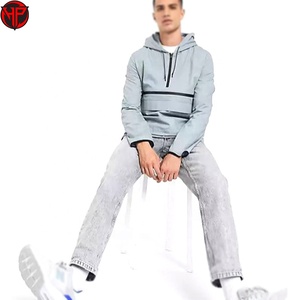 Finer Threads <b>Men's</b> Winter Hooded Quilted <b>Jacket</b> 100% Polyester Canvas <b>Half</b> <b>Zip</b> Front Pockets Vintage Nylon - Product Image 2