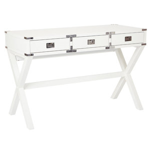 Warm Brown Poplar Plywood Rectangle Writing <b>Desk</b> with Trestle Base Engineered Wood 1-Year Warranty - Product Image 3