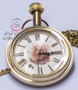 Reloj de bolsillo de latón náutico de diseñador de latón reloj de bolsillo de estilo vintage de regalo antiguo coleccionable - Product Image 6