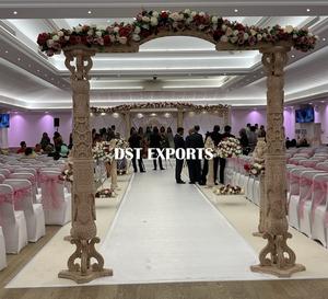 มณฑปงานแต่งงานแบบฮินดูสไตล์โบราณ ทำจากไม้ สำหรับตกแต่งงานแต่งงานแบบอินเดีย มณฑปงานแต่งงานทรงกลม อุปกรณ์จัดงานแต่งงาน มณฑป ผลิตในสหรัฐอเมริกา - Product Image 3