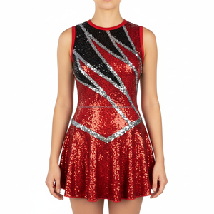Luxury Sparkly <b>Red</b> <b>Sequin</b> Dancewear Elegant Sleeveless A-Line Performance Dress for Women Stage Show and Rhythmic Gymnastics - Product Image 1
