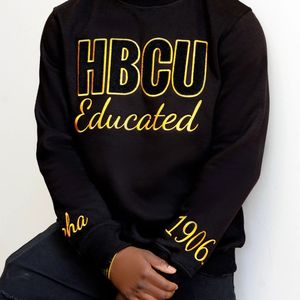 HBCU Alpha Chenille Sweat Éduqué Broderie Lettre Grecque Vêtements Ras Du Cou Pull Classique Polaire Coton Lourd - Product Image 4
