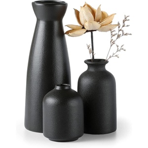 Jarrón con acabado texturizado de Color negro, decoración de Metal atemporal, jarrón de flores personalizable, jarrón elegante personalizado para el hogar y la Oficina - Product Image 1