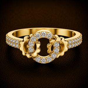 Cut Lab Grown 0.35 CTW Diamond Cluster Open <b>Circle</b> Minimalist <b>Ring</b> 14K Yellow Gold Color DEF VVS Pave Wedding Rhodium Plated - Product Image 1