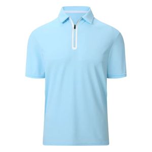 Polo de golf à manches courtes pour homme, couleur unie, séchage rapide, décontracté, imprimé, col à revers, fermeture éclair, absorption de la transpiration, couleur - Product Image 3