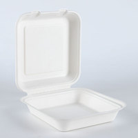 Boîte d'emballage rectangulaire écologique pour fast-food en bagasse