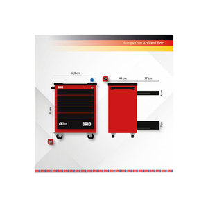 Movable Wheeled <b>Tool</b> <b>Cabinet</b> Cart 6 Lockable Drawers Pro Plus 248-Piece Set Red Metal - Product Image 4