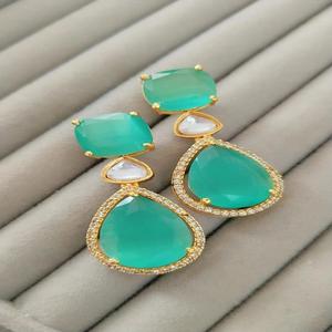 Pendientes de ónix amarillo multiforma chapados en oro de 18 quilates de Plata de Ley 925 de estilo clásico para mujer, conjuntos de joyería de moda de silicona - Product Image 1