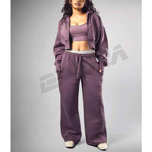 ชุดกีฬาสองชิ้นกางเกงวอร์มและแจ็กเก็ตชุดวิ่งขาตรงใหม่ออกแบบได้ตามต้องการ - Product Image 6