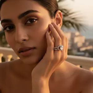 Bague en diamant taille poire pour femme en argent sterling 925 - Option cadeau - Product Image 1