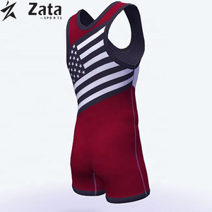 Singlets de lutte sur mesure de haute qualité avec logo avant en tissu extensible Nouveau design-Vêtements professionnels - Product Image 2