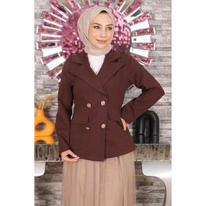 Traje Casual de Falda de Tul Marrón MSW19151-2 de Algodón Tejido con Decoración de Encaje, Opciones de Tops Largos y Cortos, Ajuste Ceñido, Cuello Cuadrado - Product Image 2