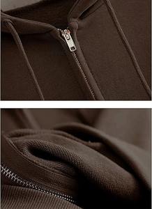 Wholesale Custom Women's Cotton Terry <b>Long</b> <b>Sleeve</b> Zip up <b>Cropped</b> Turtleneck Hoodies Breathable and Anti-Wrinkle with Front Logo - Product Image 4