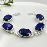 Bijoux afghans bracelet à maillons en lapis-lazuli naturel multi ovales en argent sterling 925 bijoux unisexes bracelet ethnique spirituel