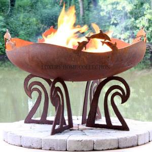 Fosa de fuego de metal de hierro con acabado antiguo con patas resistentes y cuenco hondo para un calor duradero en espacios al aire libre y jardines - Product Image 3